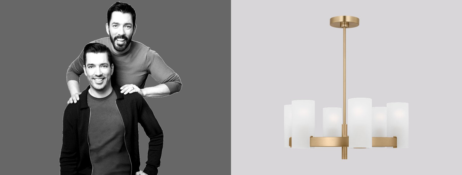 Designers Drew & Jonathan Scott beside the Rhode Chandelier | Casa Di Luce