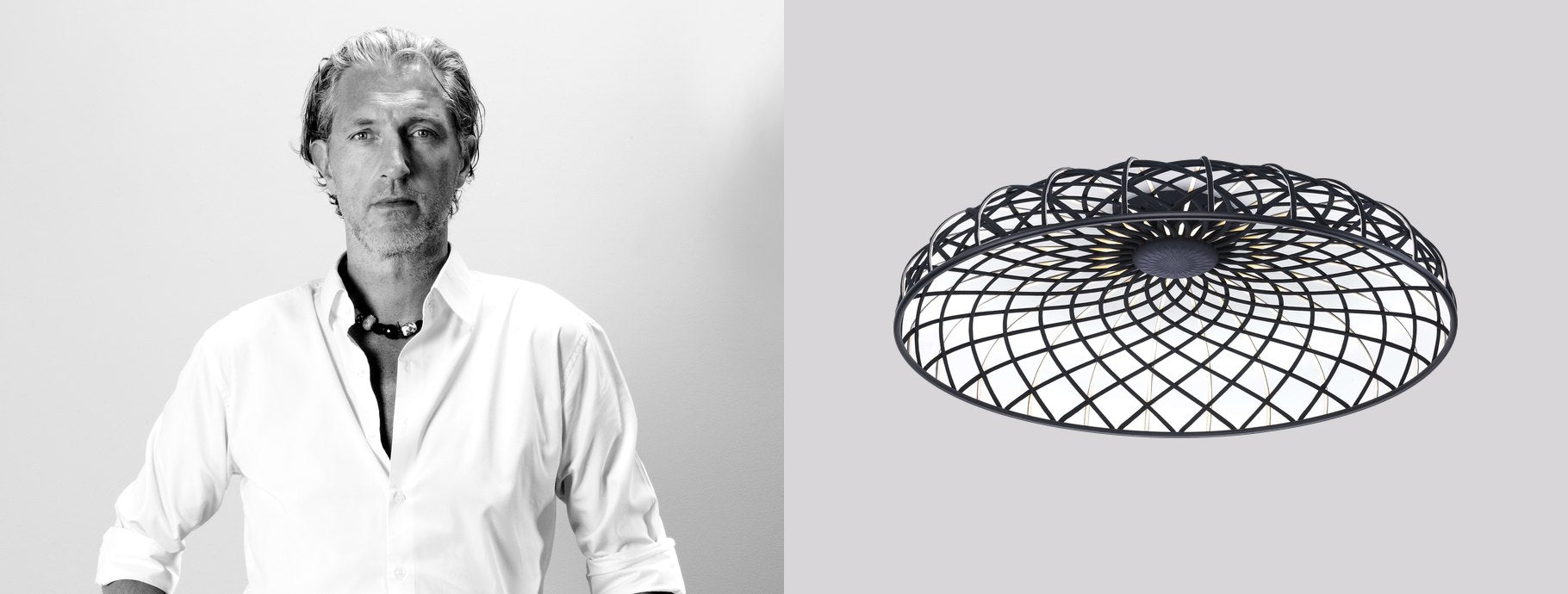 Designer Marcel Wanders beside the Skynest Ceiling Light | Casa Di Luce