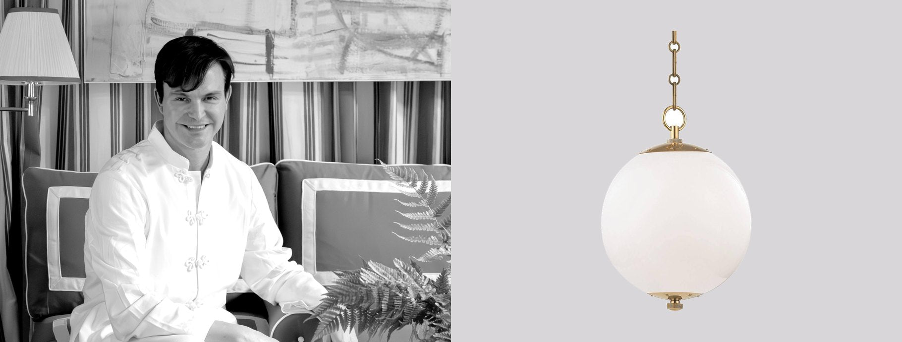 Designer Mark D. Sikes beside the Sphere No.1 Pendant | Casa Di Luce