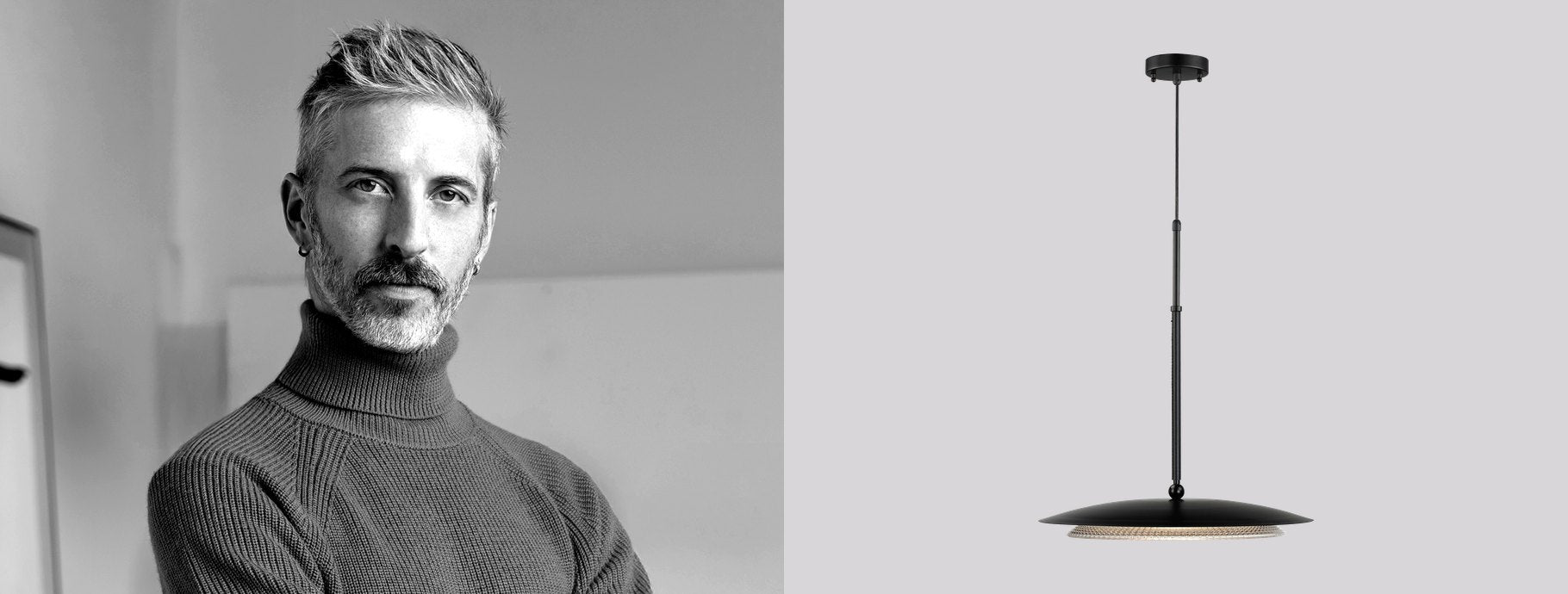 Designer Mat Sanders beside the Prismatic Pendant Light | Casa Di Luce