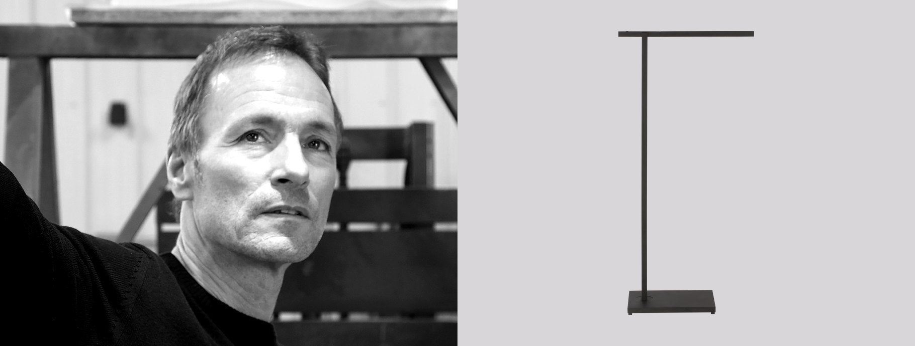 Designer Mick De Giulio beside the Stagger Floor Lamp | Casa Di Luce
