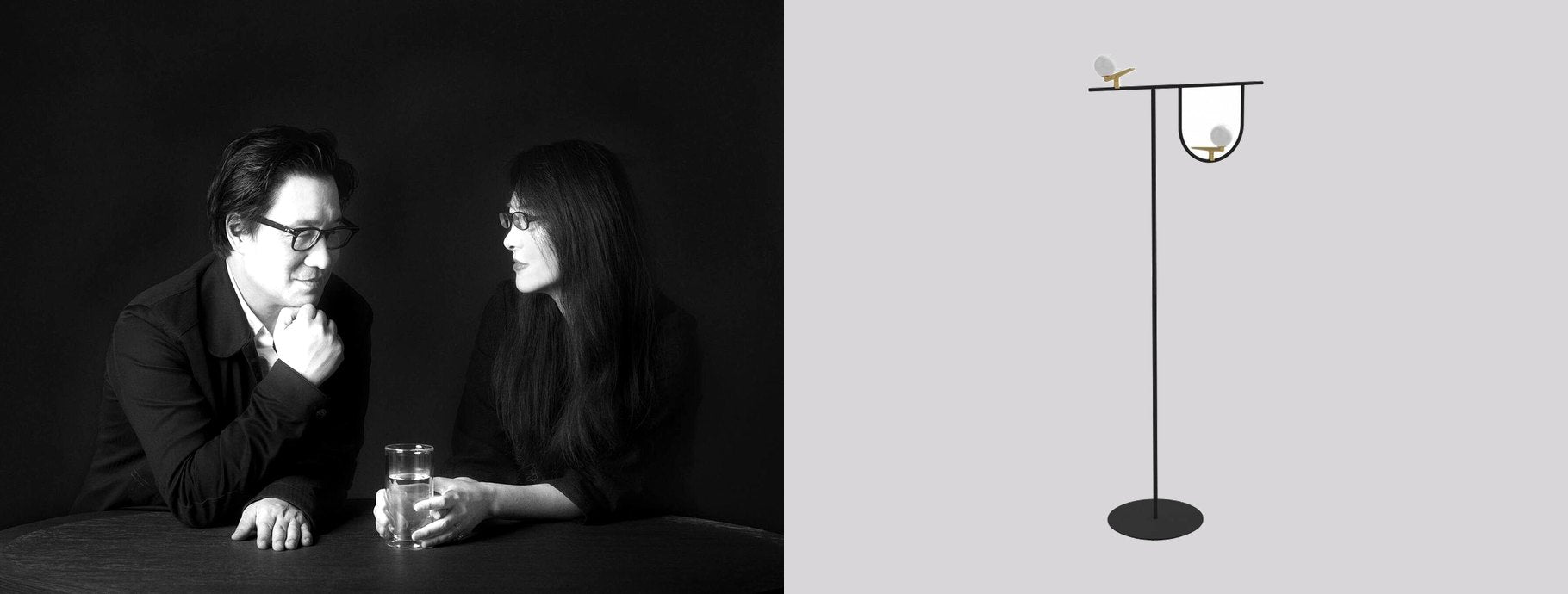 Designers Neri & Hu beside the Yanzi LED Floor Lamp | Casa Di Luce