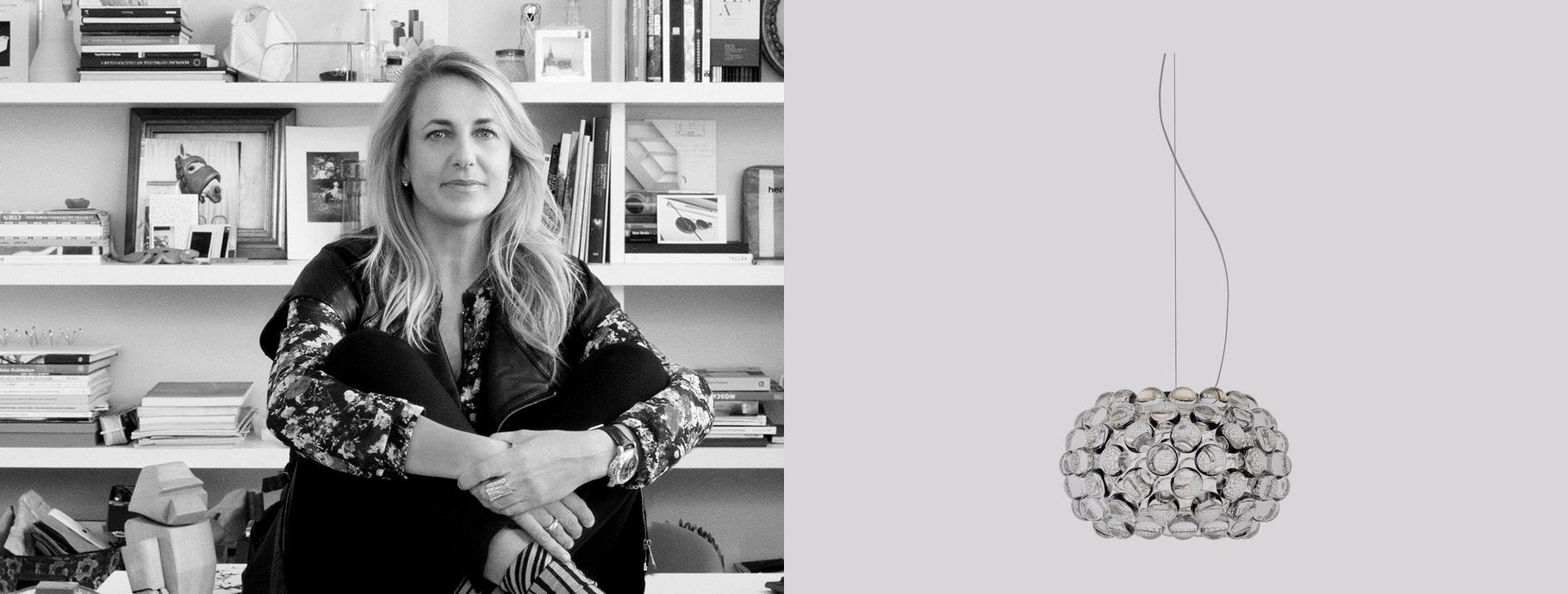 Designer Patricia Urquiola beside the Caboche Plus Suspension | Casa Di Luce