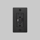 1G Combination Duplex Outlet And USB A C Charger Black Without Logo By Buster And Punch