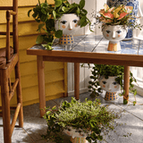Bjørn Wiinblad Eva Flower Pot on Base, Blue, H: 8.3" By Bjorn Wiinblad