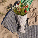JUNA Check Towels, Dark Blue/Sand By JUNA