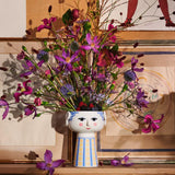 Bjørn Wiinblad Eva Vase, Light Blue/Yellow, H: 7.3" By Bjorn Wiinblad