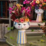 Bjørn Wiinblad Eva Vase, Light Blue/Yellow, H: 7.3" By Bjorn Wiinblad