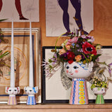 Bjørn Wiinblad Eva Vase, Pink/Blue, H: 9.3" By Bjorn Wiinblad