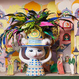 Bjørn Wiinblad Lady with Hat Vase, Blue, H: 8.1" By Bjorn Wiinblad