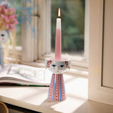 Bjørn Wiinblad Eva Candleholder, Dusty Red, H: 5.5" By Bjorn Wiinblad