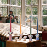 Bjørn Wiinblad Eva Candleholder, Dusty Red, H: 5.5" By Bjorn Wiinblad