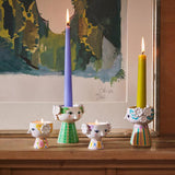 Bjørn Wiinblad Eva Tealight Holder, Yellow/Lavender, Ø: 2.6", 2 Pcs. By Bjorn Wiinblad
