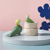 Kay Bojesen Liv & Lykke Bird Pair, Green, H: 3.9" By Kay Bojesen