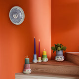 Bjørn Wiinblad Olga Candle Holder, Light Blue, H: 5.5" By Bjorn Wiinblad