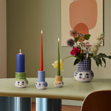 Bjørn Wiinblad Olga Candle Holder, Light Blue, H: 5.5" By Bjorn Wiinblad