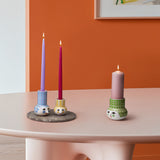 Bjørn Wiinblad Olga Candle Holder, Light Blue, H: 5.5" By Bjorn Wiinblad