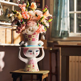 Bjørn Winblad Lady With Hat Vase, Pink/Yellow By Bjorn Wiinblad