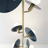 33GIRI FLOOR LAMP BY VESOI, 6 LIGHTS, RAW BRASS BLACK, | CASA DI LUCE LIGHTING