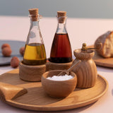 Kay Bojesen Menageri Salt Cellar With Spoon, Oak, H: 1.6" By Kay Bojesen