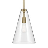 Everly Cone Pendant Natural Brass 10.25 Inch
