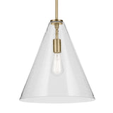Everly Cone Pendant Natural Brass 14.25 Inch