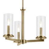 Crosby Chandelier Natural Brass 3 Light