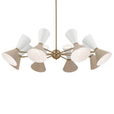 Phix Cone Chandelier Champagne Bronze & Greige & White 16 Light