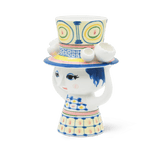 Bjørn Wiinblad Lady with Hat Vase, Blue, H: 8.1" By Bjorn Wiinblad