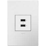 White Adorne Ultra Fast USB Type A/A Outlet by Legrand Adorne