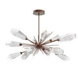 Aalto Oval Starburst Chandelier By Hammerton, Color Optic Rib Clear, Finish: Burnished Bronze
