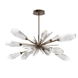 Aalto Oval Starburst Chandelier By Hammerton, Color Optic Rib Clear, Finish: Flat Bronze