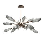 Aalto Oval Starburst Chandelier By Hammerton, Color Optic Rib Smoke, Finish: Flat Bronze