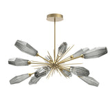 Aalto Oval Starburst Chandelier By Hammerton, Color Optic Rib Smoke, Finish: Gilded Brass