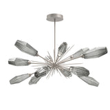Aalto Oval Starburst Chandelier By Hammerton, Color Optic Rib Smoke, Finish: Metallic Beige Silver