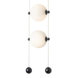 Abacus 3-Light LED Pendant, shown in Black, Opal Glass, by Hubbardton Forge