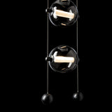 Abacus 3-Light LED Pendant detail in Black, Cool Grey Glass, by Hubbardton Forge