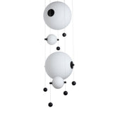 Abacus 4-Light Round LED Pendant, shown in Black, Opal Glass, by Hubbardton Forge