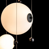 Abacus 4-Light Round LED Pendant detail in Black, Opal Glass, by Hubbardton Forge