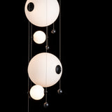 Abacus 4-Light Round LED Pendant detail in Black, Opal Glass, by Hubbardton Forge