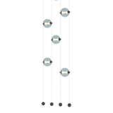 Abacus 6-Light LED Pendant in Oil Rubbed Bronze, Cool Grey Glass by Hubbardton Forge