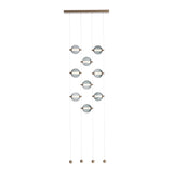 Abacus 9-Light LED Chandelier, shown in Soft Gold, Cool Grey Glass, by Hubbardton Forge