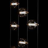 Abacus 9-Light LED Chandelier detail in Soft Gold, Cool Grey Glass, by Hubbardton Forge