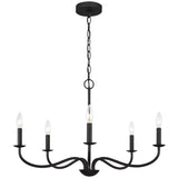 Abells Chandelier 5 Ligths Midnight Black By Generation Lighting - Front View