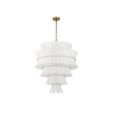 Abigail Chandelier 29.5" Aged Brass White