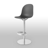 ACADEMY CB1676 POLYPROPYLENE ADJUSTABLE BAR & COUNTER STOOL BY CONNUBIA, SEAT COLOR: MATT GREY, FRAME FINISH: SATIN FINISHED STEEL , | CASA DI LUCE LIGHTING