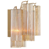 Addis 2 Light Sconce Aged Brass Tronchi Glass Amber Crystorama Side View