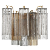 Addis 2 Light Sconce Aged Brass Tronchi Glass Autumn Crystorama