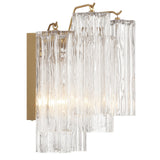 Addis 2 Light Sconce Aged Brass Tronchi Glass Clear Crystorama - Side View1