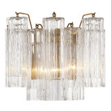 Addis 2 Light Sconce Aged Brass Tronchi Glass Clear Crystorama - Side View